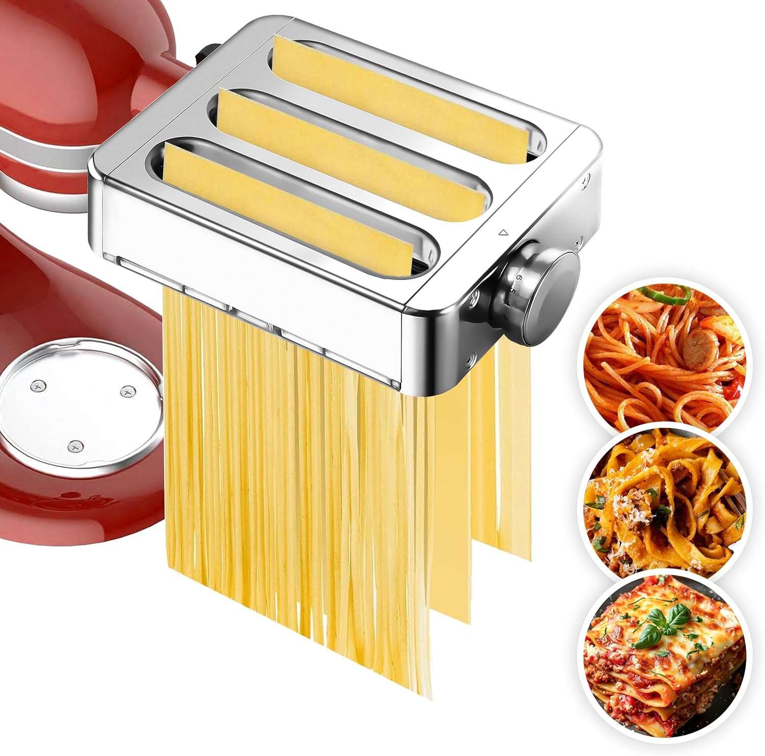 COOKRA 3-in-1 Metal Pasta Maker Attachment: Homemade Pasta Made Easy!