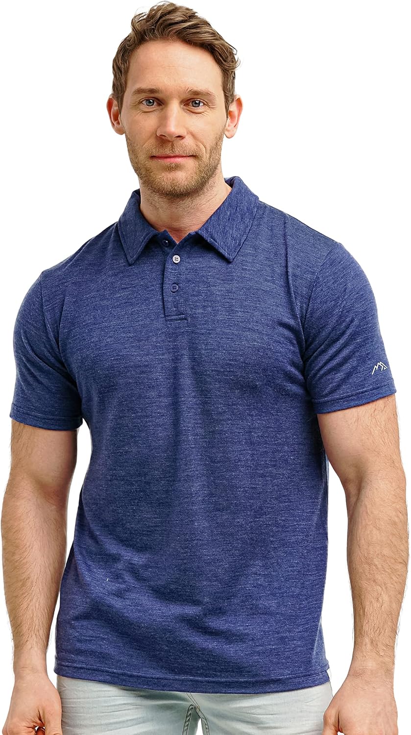 Merino Wool Polo Shirt Men - Lightweight Anti-Odor Comfort