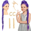 33 Inches Long Purple Braid Anime Costume Wig for Cosplay Fun