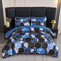 Blue Marble King Comforter Set - 7Pc Floral Bedding for Year Round