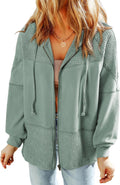 Waffle Knit Hoodies for Women Zip Up Jacket 2025 - Lightweight Warmth