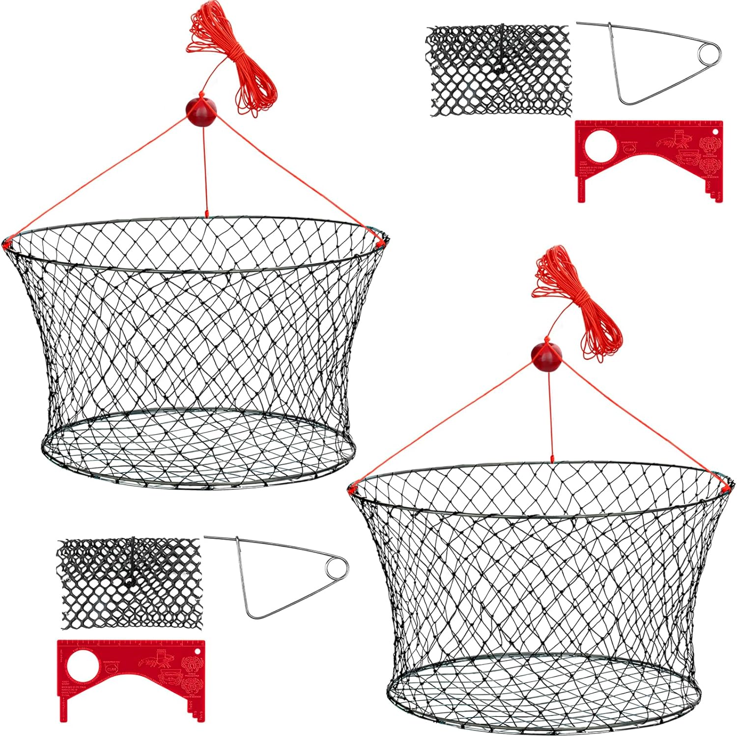 QualyQualy Crab Ring Trap Bait with Gauge and Clip for Fishing