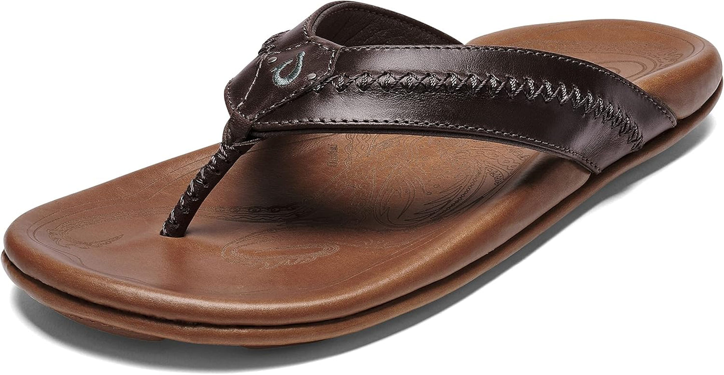 OLUKAI Mea Ola Men's Leather Beach Sandals for Comfort & Style