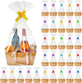 Kraft Gift Basket Set 30 Pcs - Bulk DIY Trays with Bags & Bows