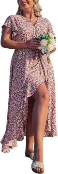 Plus Size Floral Summer Wrap Maxi Dress - Flowy Boho Fit