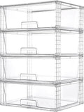 Large Stackable Storage Drawers 4-Pack - Clear Undersink Organizers