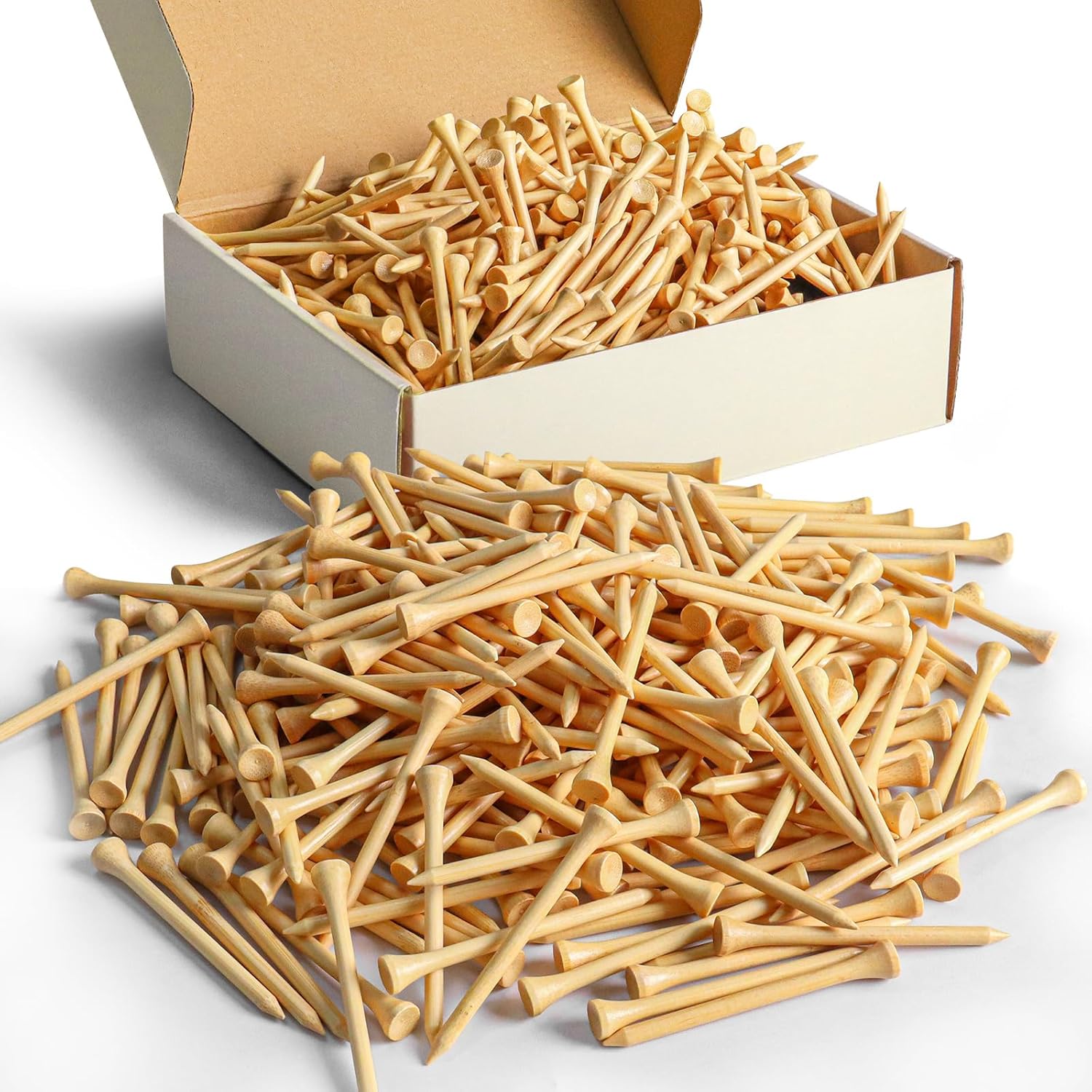 Bamboo Golf Tees - Durable & Eco-Friendly - 250-2000 Count