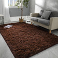 Hutha 5x8 Large Area Rug for Living Room - Super Soft Shag Brown