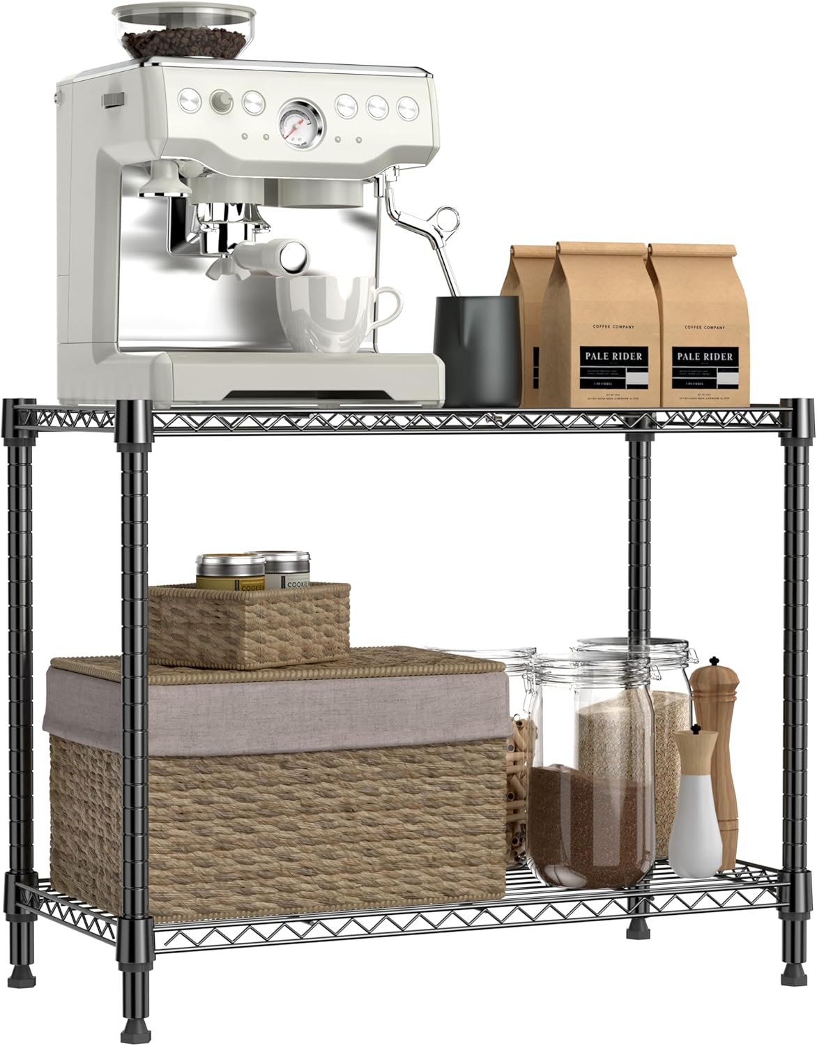 IZEUK 2 Tier Adjustable Metal Storage Shelving Unit for Home