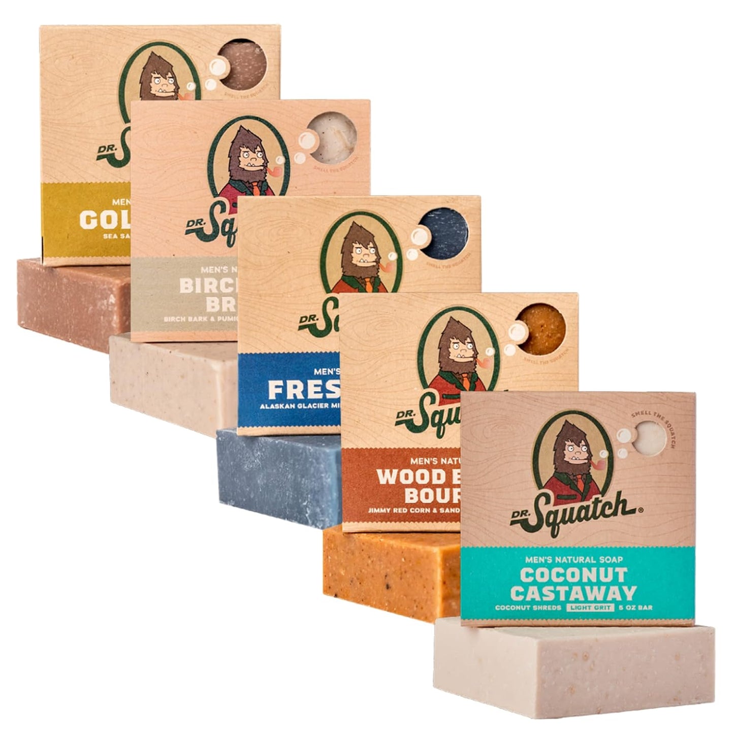 Dr. Squatch Natural Bar Soap for Men - 5-Pack of Fresh Scents