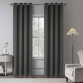 Charcoal Grey 100% Blackout Linen Burlap Curtains 90 in - Full Room