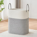 Laundry Basket with Handles - Large Handcrafted Cotton Hamper 17 x 14