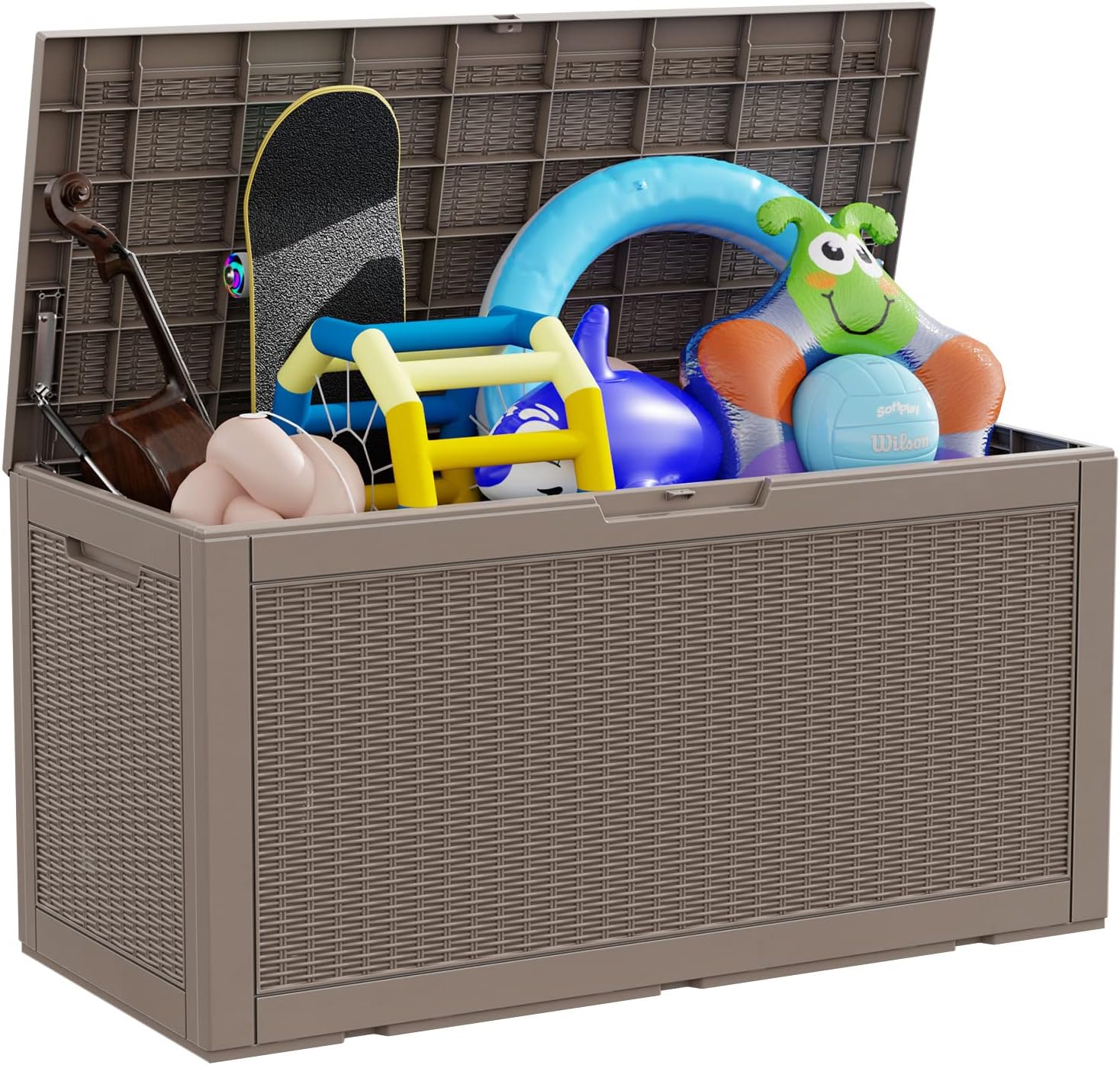 Vixzen 100 Gallon Resin Deck Box for Outdoor Storage Solutions