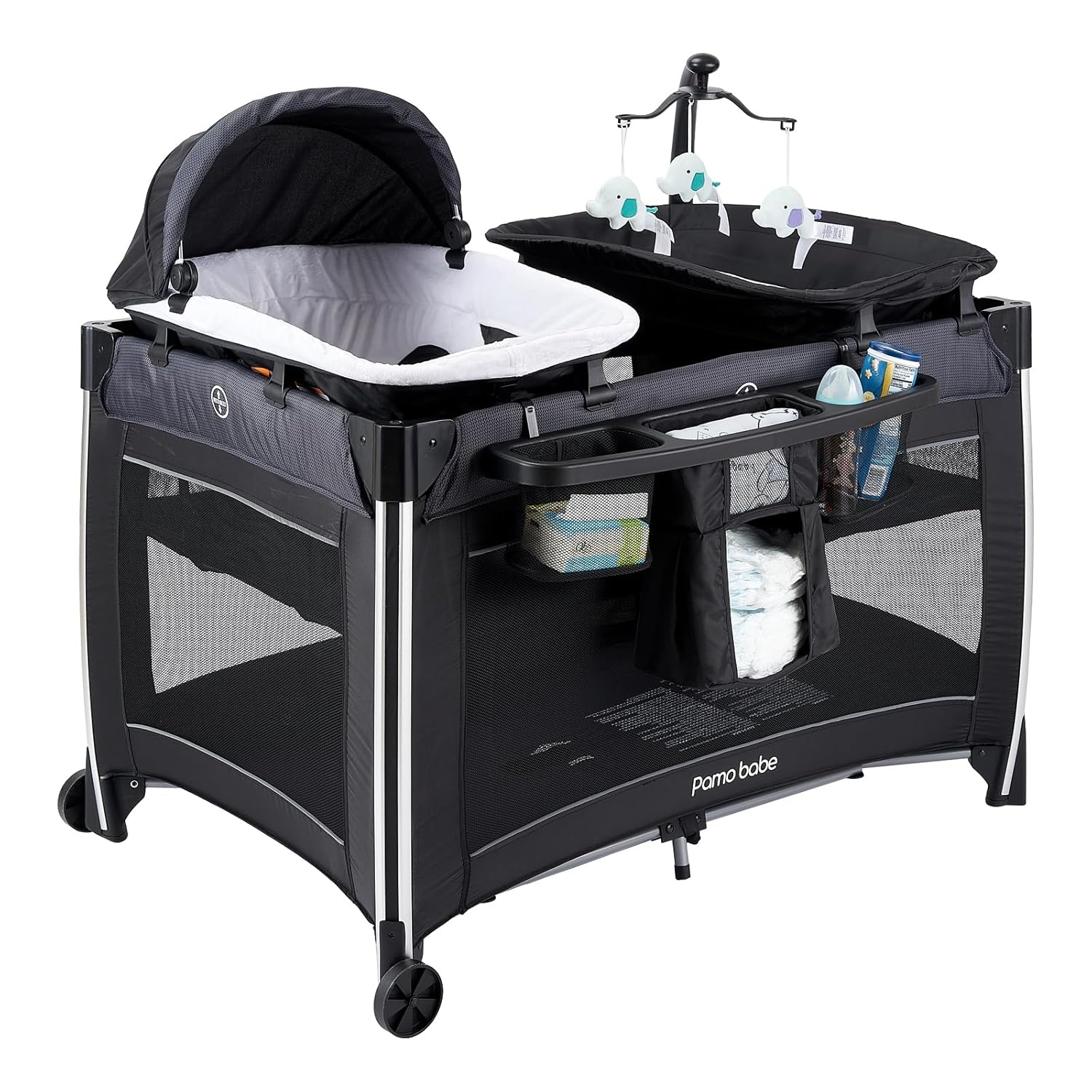 Pamo Babe 4 in 1 Baby Playards with Bassinet & Changing Table