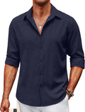 Men's Casual Button Down Chambray Shirt - Wrinkle Free Long Sleeve