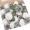Artificial Foam Roses 50pcs Silver Grey - Real Looking Wedding Flowers