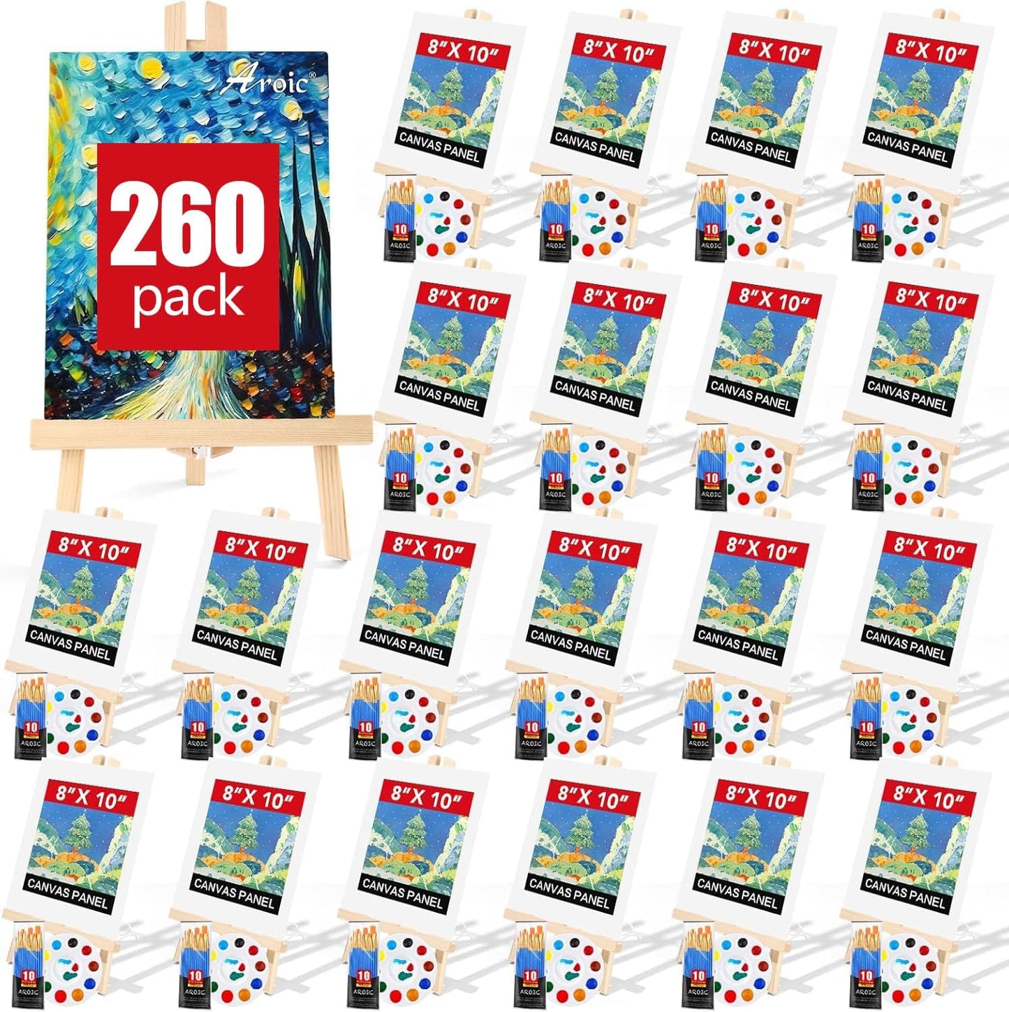 260 Pack Easel and Canvas Sets for All Ages and Skill Levels