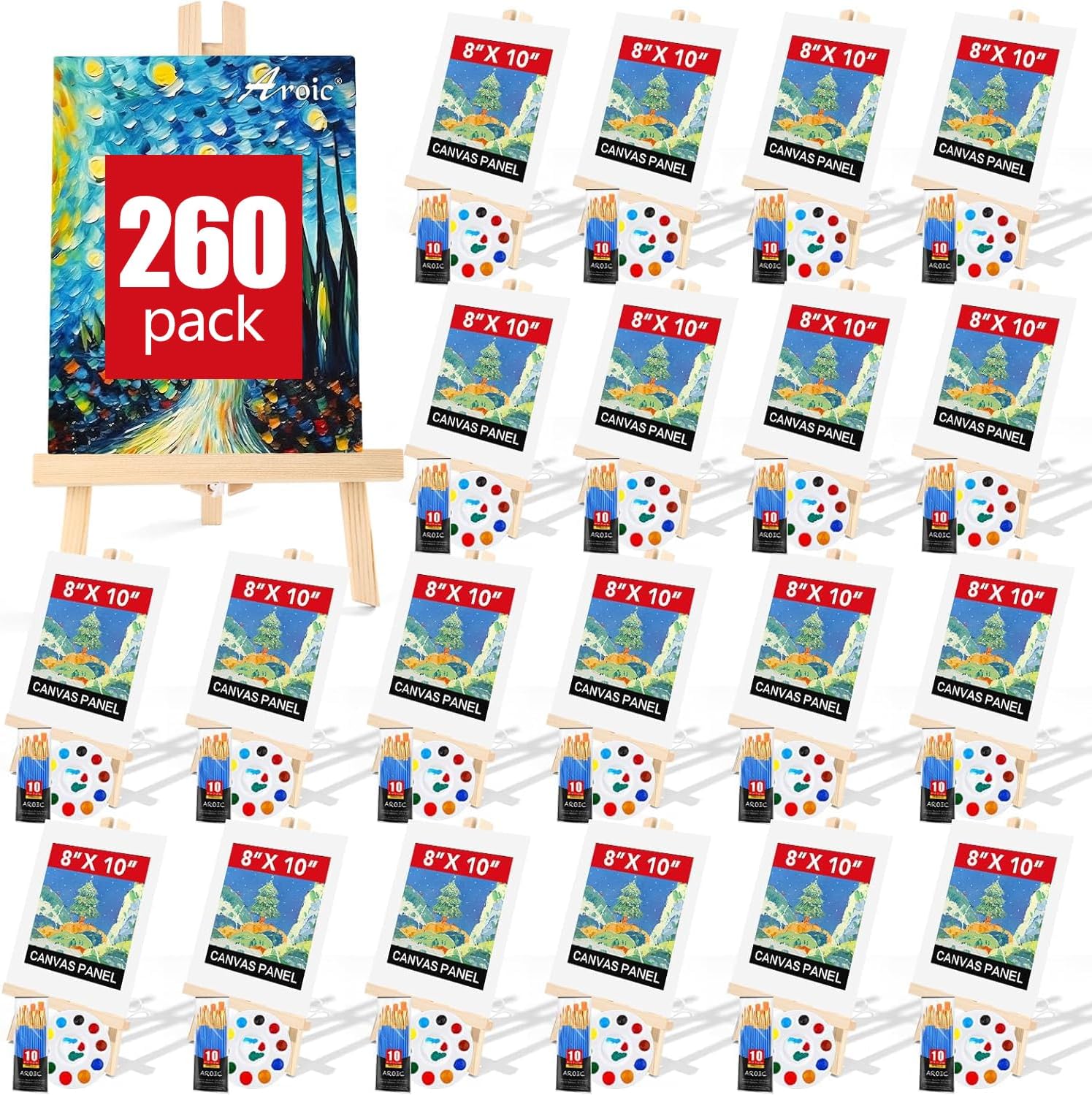 260 Pack Easel and Canvas Sets for All Ages and Skill Levels
