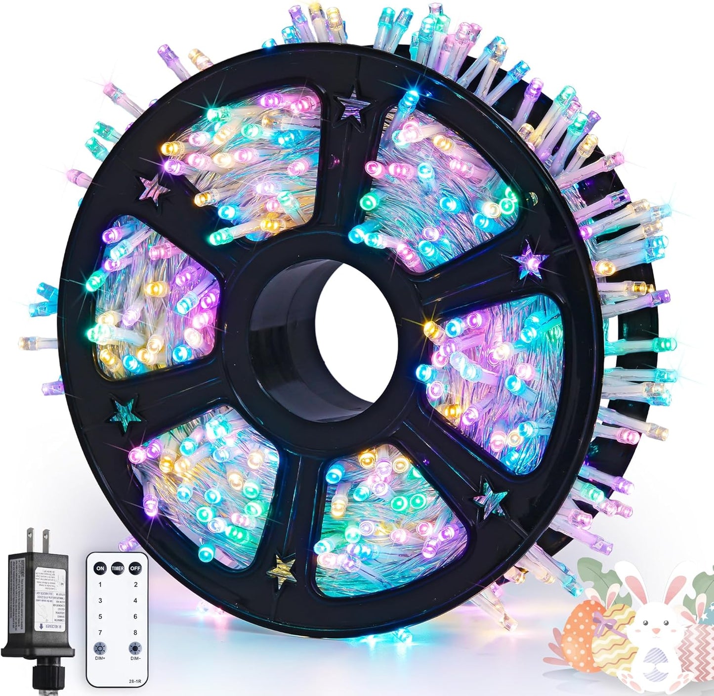 Easter Lights Clear Wire 168ft 600 LED Multicolor String Lights
