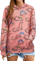 Women Dinosaur Cute Hoodie Sweatshirt - Relaxed Lightweight Fit