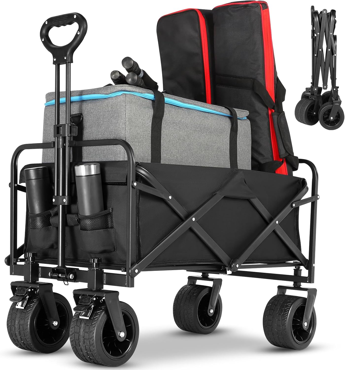 Collapsible Foldable Beach Wagon with Big Wheels for All Terrain