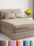 Extra Deep Cal King Sheet Set Heathered Beige - 6 Piece Luxury Fit