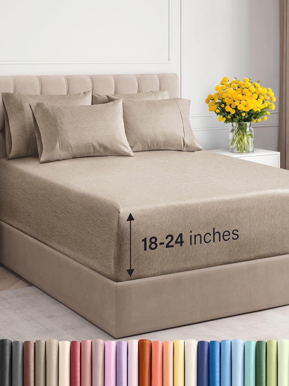 Extra Deep Cal King Sheet Set - 6 Piece Breathable & Cooling