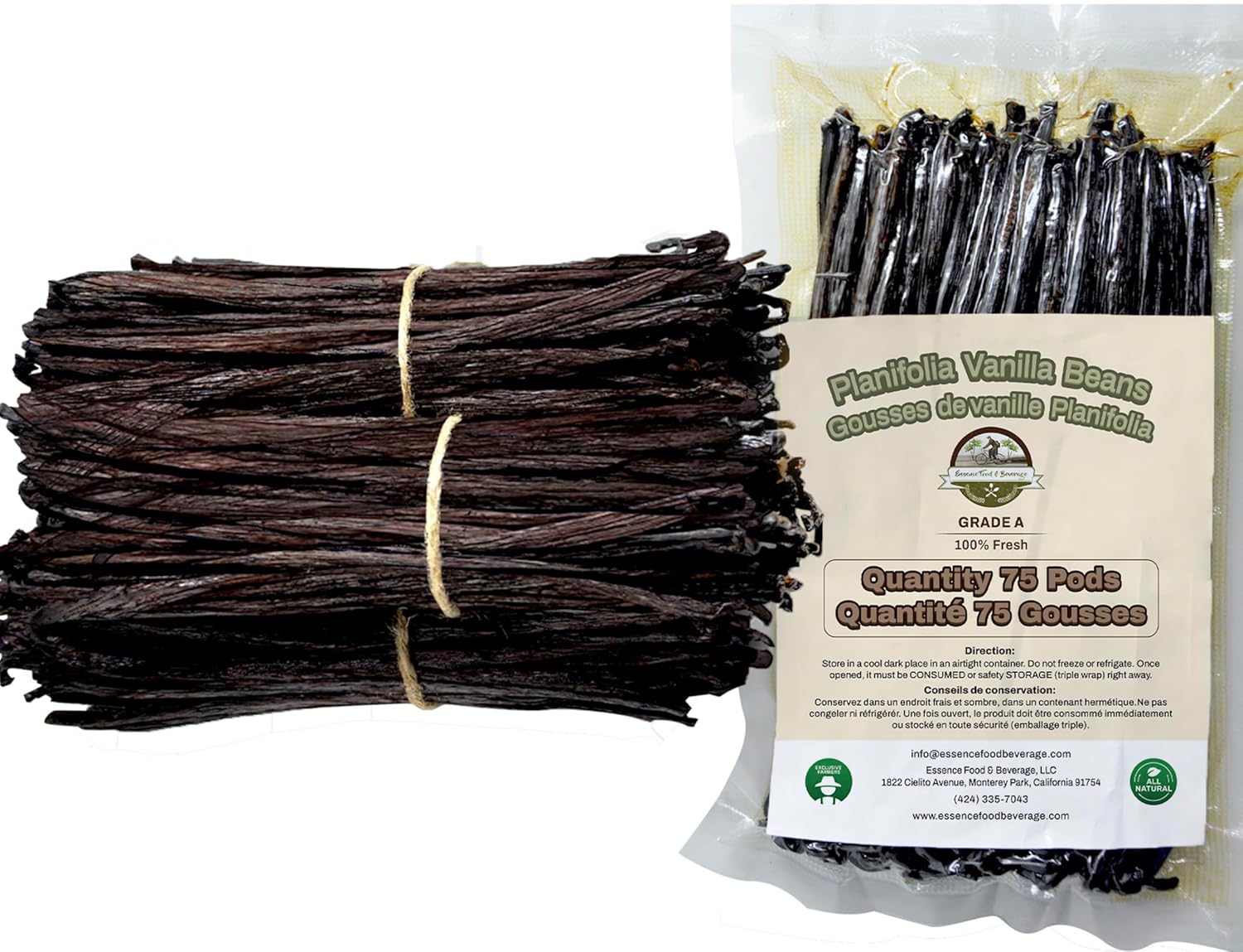 75 Vanilla Beans Bulk for Making Vanilla Extract Grade A Pods
