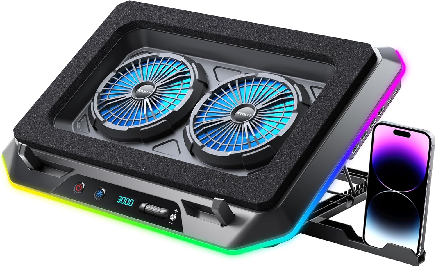 KYOLLY RGB Gaming Laptop Cooling Pad for 15.6-19.3in Laptops