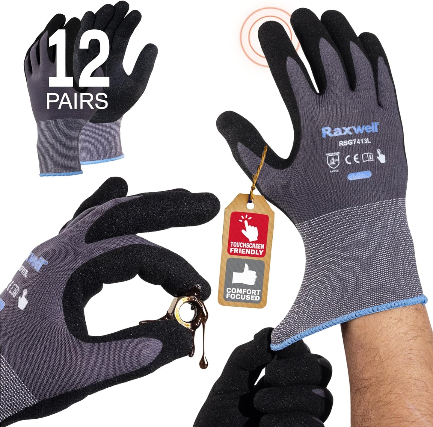 MicroFoam Nitrile Coated Work Gloves for Gardening and Mechanics