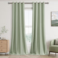 Light Sage Green Linen Blackout Curtains for Living Room 84 in