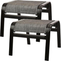 Patio Outdoor Ottoman Footstools 2-Set Brown - Sturdy Aluminum