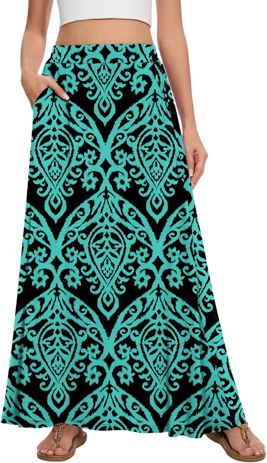 Womens Maxi A-line Long Skirt Casual with Pockets for Style