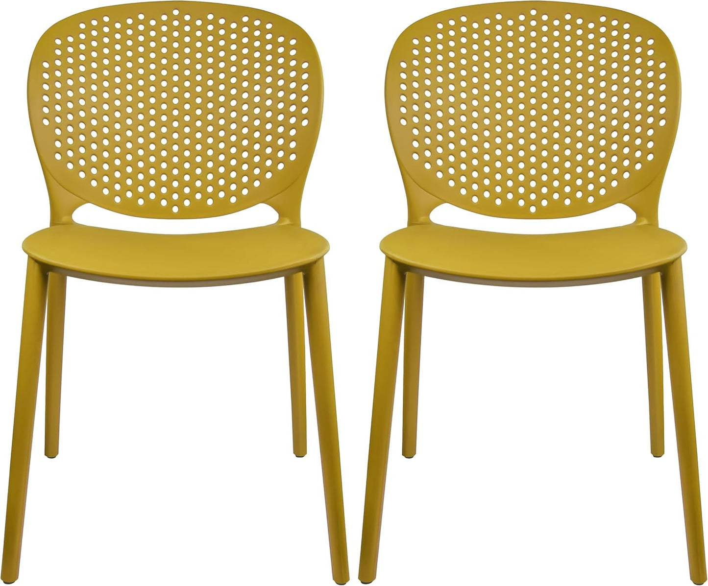 2xhome Set of 2 Modern Stackable Patio Dining Chairs in Yellow