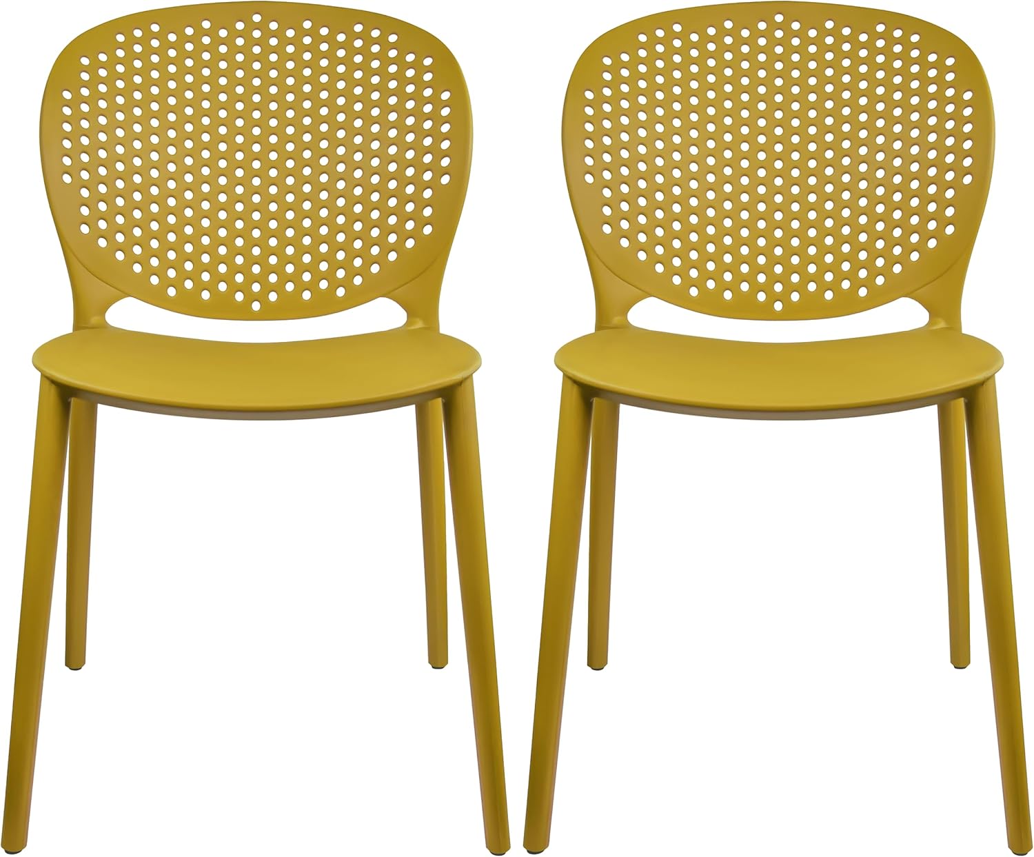 2xhome Set of 2 Modern Stackable Patio Dining Chairs in Yellow