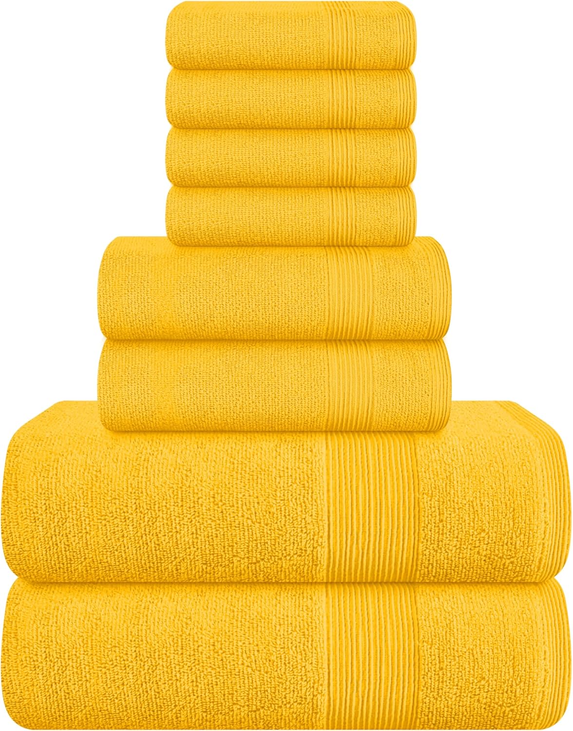 Ultra Soft 8 Piece Towel Set 100% Ring Spun Cotton in Yellow