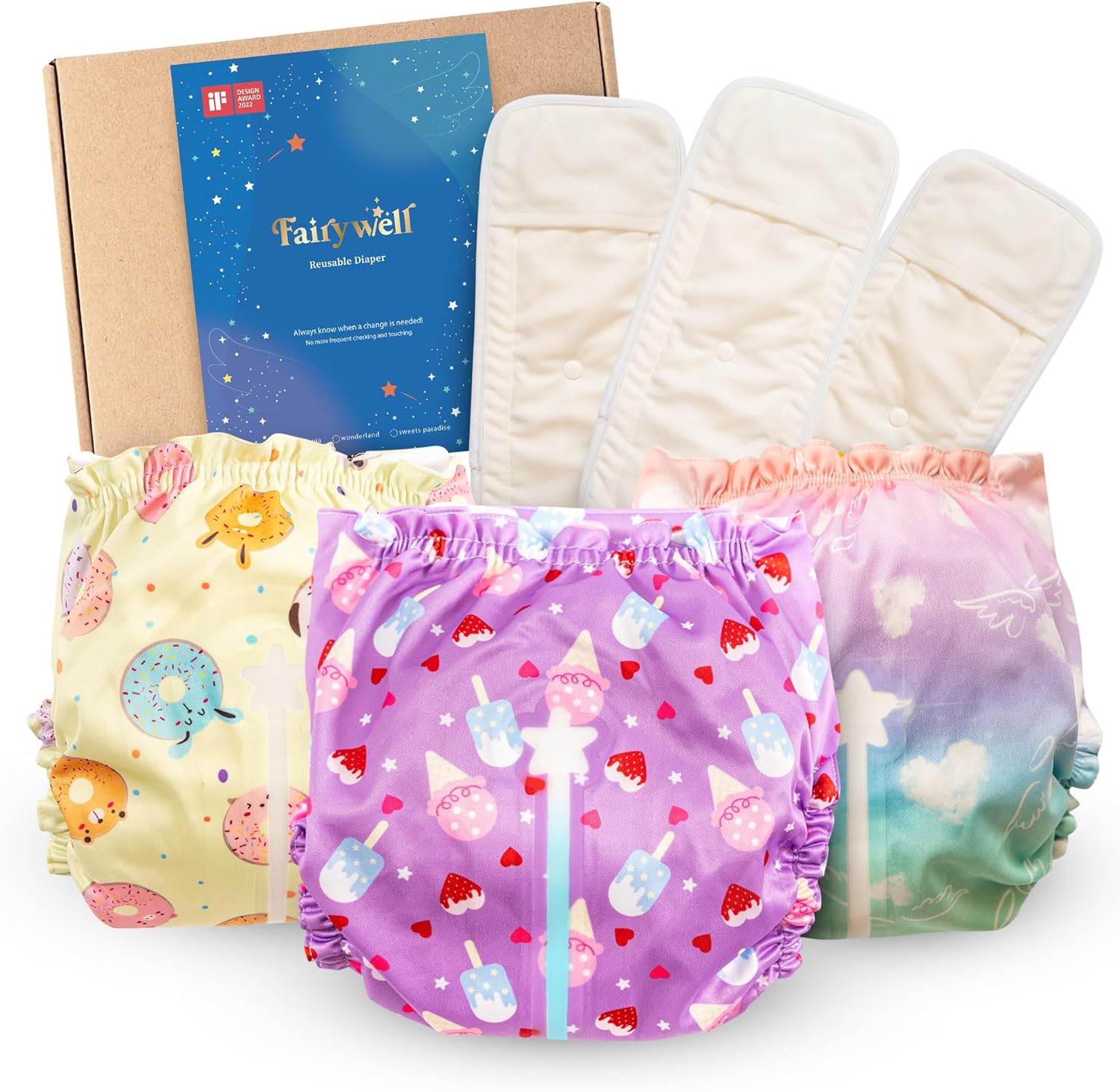 Swim-Ready Reusable Cloth Diapers: Wetness Indicator, Skin-Friendly Covers - Sweets Paradise