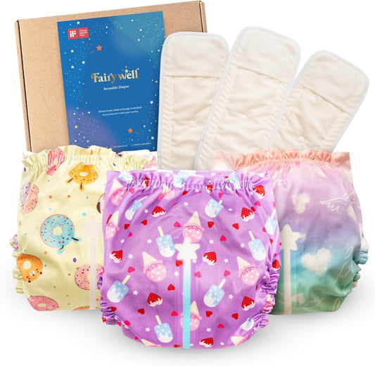 Swim-Ready Reusable Cloth Diapers: Wetness Indicator, Skin-Friendly Covers - Sweets Paradise
