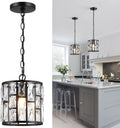 Modern Crystal Pendant Light Black Chandelier - Adjustable Height
