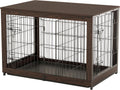Wooden Dog Crate Furniture with Divider Panel - Durable End Table