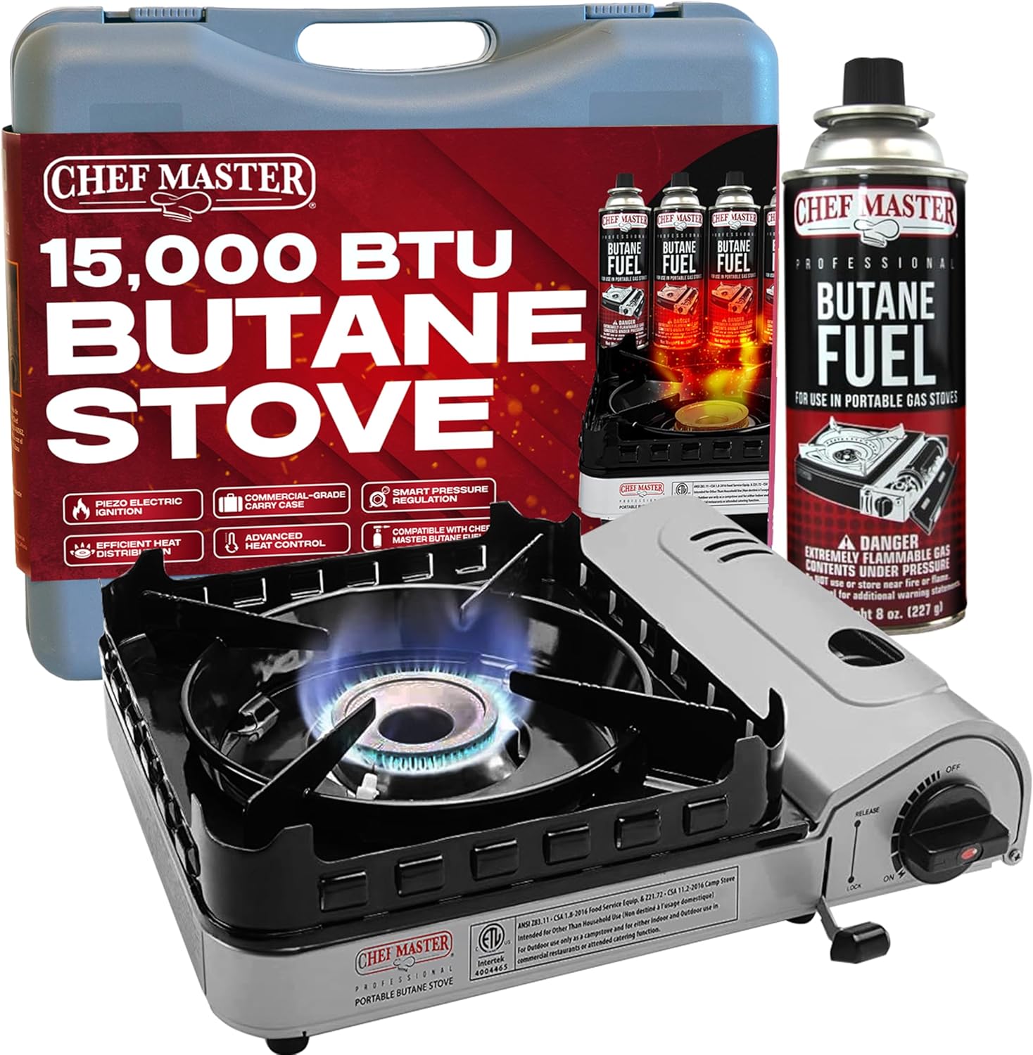 Chef Master 15K BTU Portable Butane Camp Stove for Outdoor Cooking