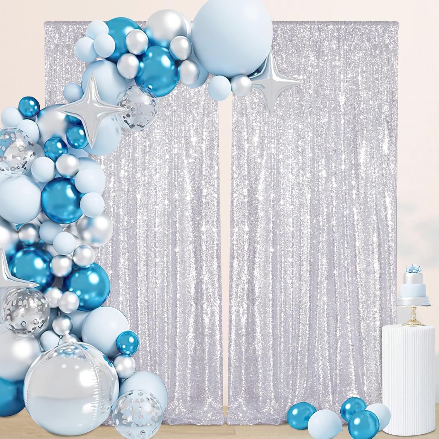 Stunning Silver Backdrop Curtains for Weddings and Parties