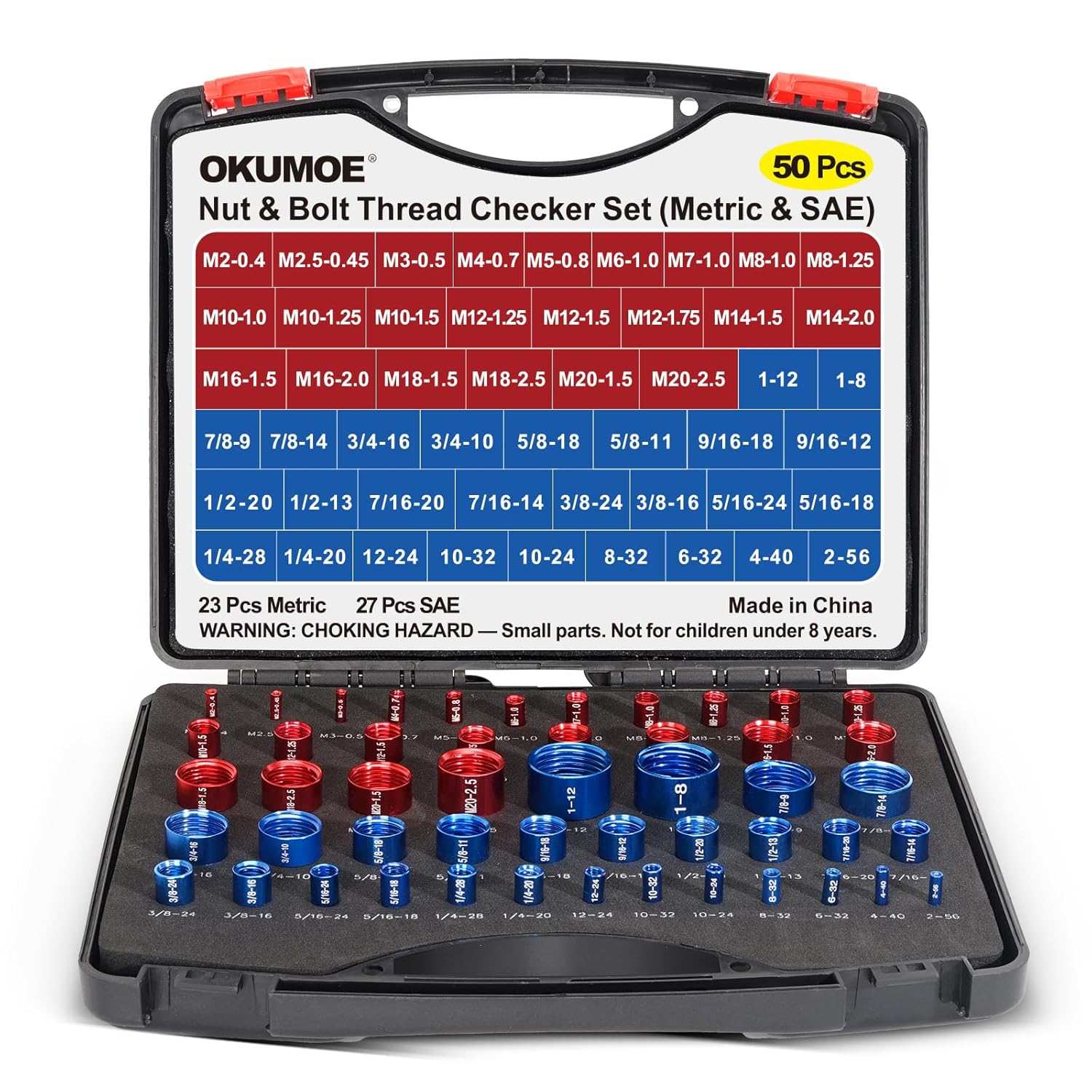 50Pcs Thread Checker Set for Accurate Bolt Size Identification