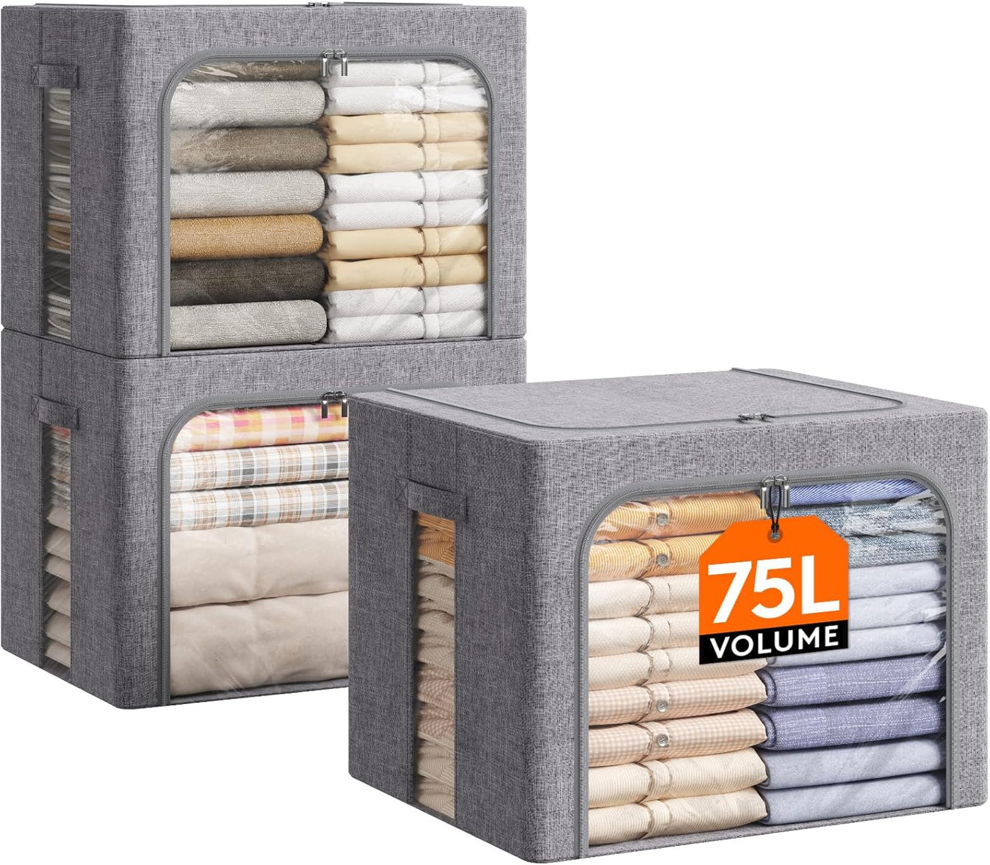 Lifewit Clothes Storage Bins with Metal Frame for Easy Organization