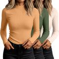 Mock Turtleneck Cotton Tops 3 Pack - Slim Fit Fall Basics