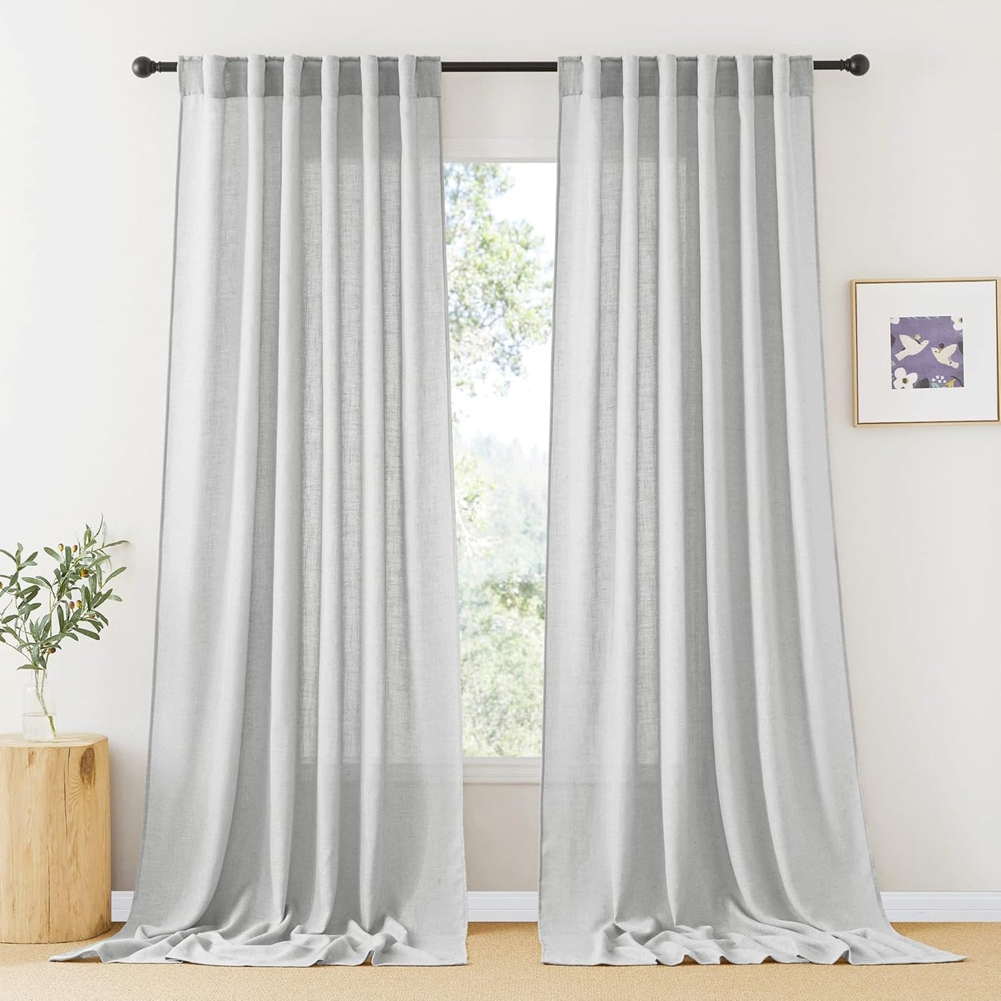 RYB HOME Semi Sheer Curtains for Light Filtering Privacy