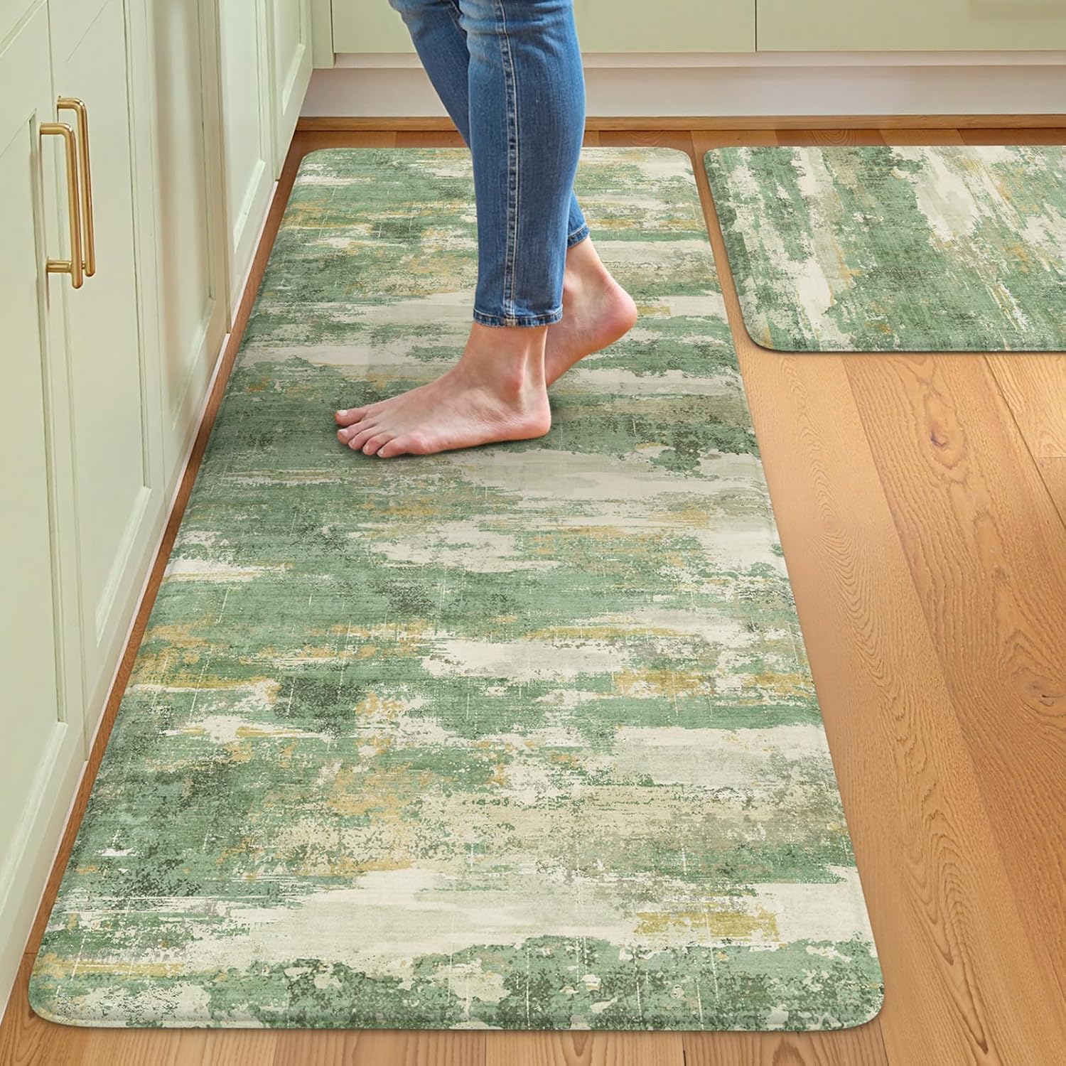 Collive Kitchen Mats for Floor Anti Fatigue Comfort in Green