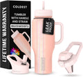 Coldest Tumbler with Handle and Straw - 36 oz Forever Pink Glitter
