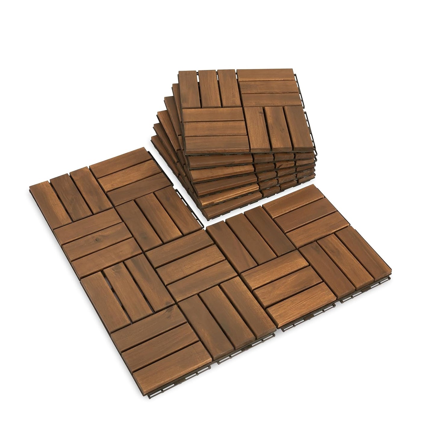 Interlocking Acacia Wood Deck Tiles for Stylish Outdoor Flooring