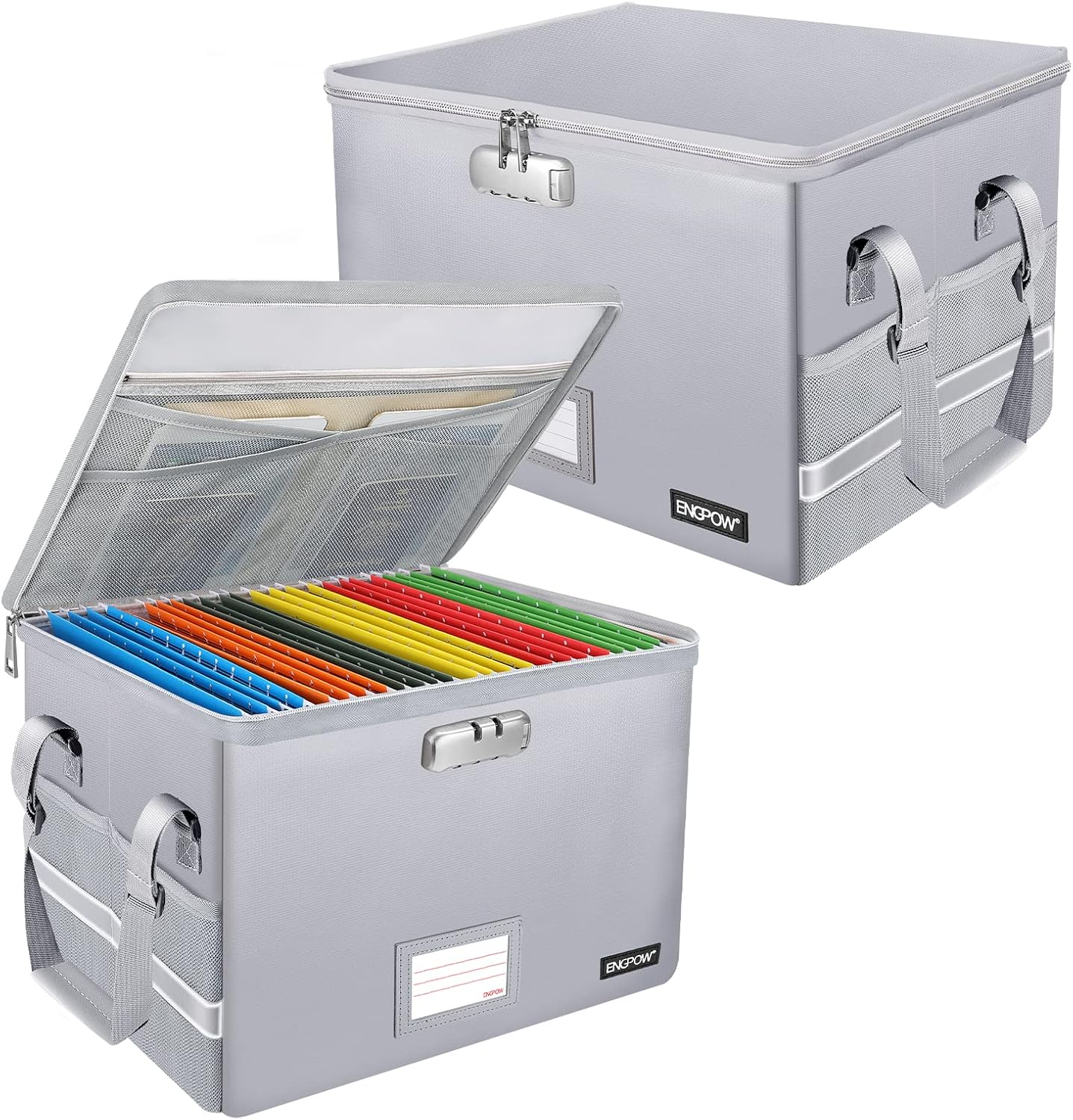 ENGPOW Fireproof Document Box with Lock for Secure Storage